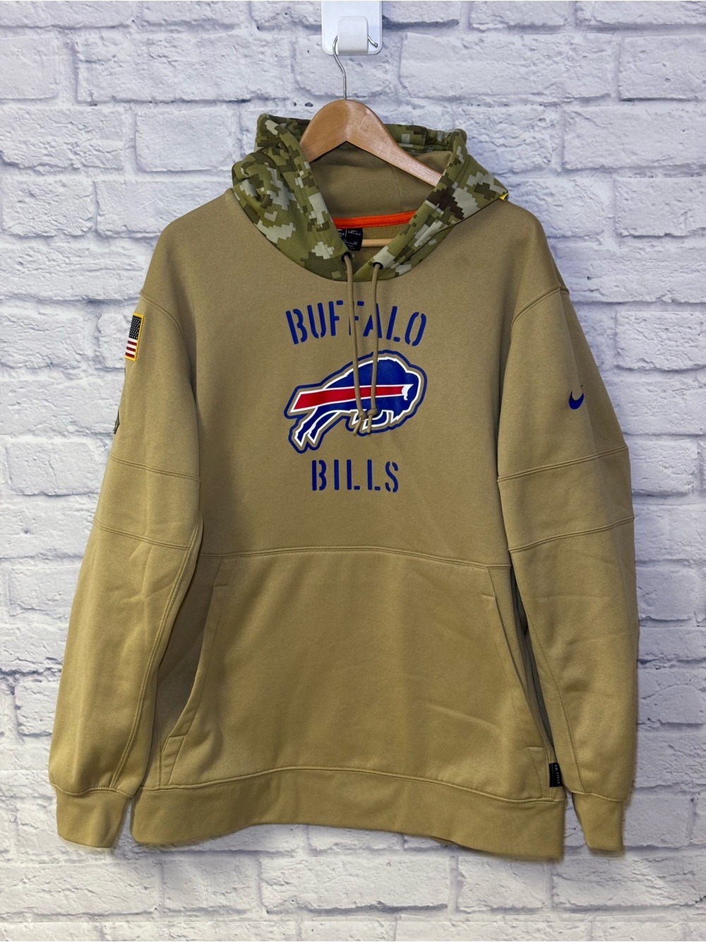 Buffalo Bills 2019 Salute To Service Dri Fit Nike On Field Hoodie XL Beige Camo
